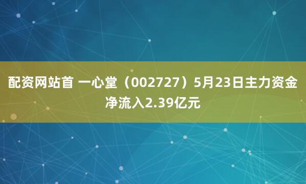 配资网站首 一心堂（002727）5月23日主力资金净流入2.39亿元