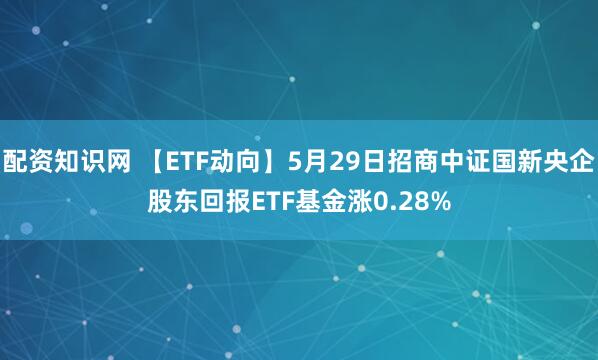 配资知识网 【ETF动向】5月29日招商中证国新央企股东回报ETF基金涨0.28%